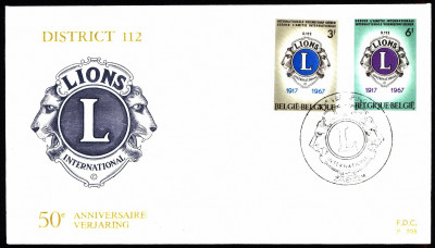 Belgia FDC 1967 Mi 1461-1462 Lions International [ZAVENTEM]